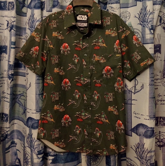 RSVLTS Star Wars "A Bounty A Day" Men's X-Small Shirt Boba Fett Mandalorian NWOT - Picture 1 of 5